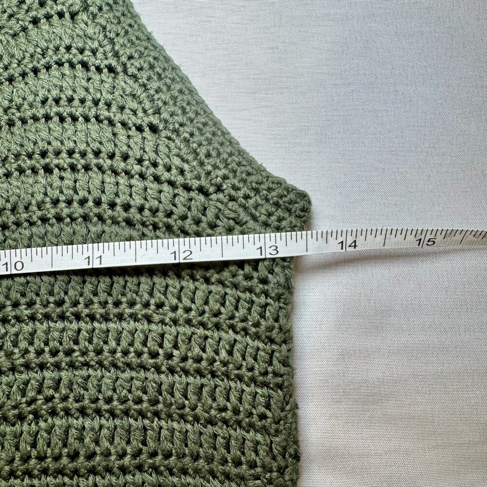 Crochet Fringe Tank Top Olive Green Women's Small Boho Festival St Patricks - Picture 11 of 11